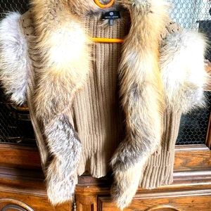 Hand knitted and Fur Vest